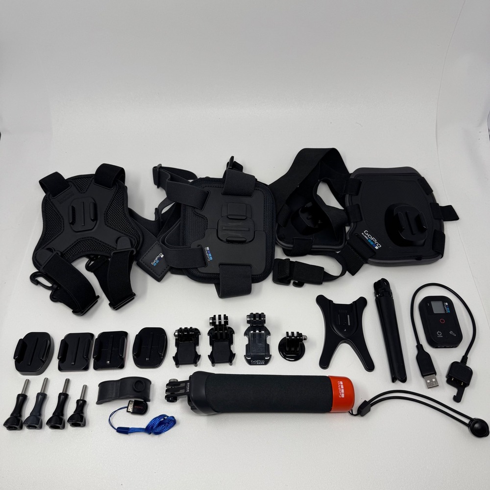 GoPro Accessory Bundle Chest Mount Head Strap Floating Grip Remote Tripod Mounts